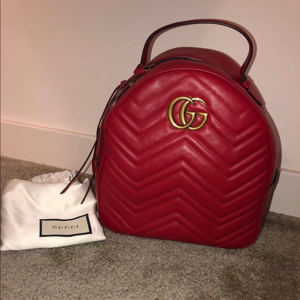 Red Gucci Marmont Backpack